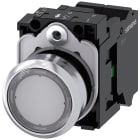 SIEMENS - Pulsante, illuminato, 22 mm, rotondo, in metallo lucido, trasparente, bottone, 1NO
