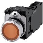 SIEMENS - Pulsante, illuminato, 22 mm, rotondo, in metallo lucido, colore ambra, 1NO+1NC