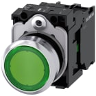 SIEMENS - Pulsante, illuminato, 22 mm, rotondo, in metallo lucido, colore verde, 1NO
