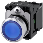 SIEMENS - Pulsante, illuminato, 22 mm, rotondo, in metallo lucido, colore blu, 1NO