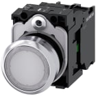 SIEMENS - Pulsante, illuminato, 22 mm, rotondo, in metallo lucido, colore bianco, 1NO