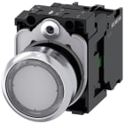 SIEMENS - Pulsante, illuminato, 22 mm, rotondo, in metallo lucido, colore bianco, 1NO