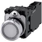SIEMENS - Pulsante, illuminato, 22 mm, rotondo, in metallo lucido, colore bianco, 1NO+1NC
