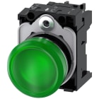 SIEMENS - Indicatore luminoso, 22 mm, rotondo, in metallo lucido, colore verde, gemma, liscia, AC 230 V