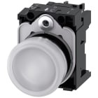 SIEMENS - Indicatore luminoso, 22 mm, rotondo, in metallo lucido, colore bianco, gemma, liscia, AC 230 V