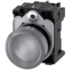 SIEMENS - Indicatore luminoso, 22 mm, rotondo, in metallo lucido, trasparente, gemma, liscia, AC 230 V