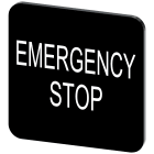 SIEMENS - Targhetta identificativa 22 x 22 mm, colore nero, iscrizione: Emergency Stop