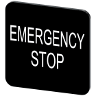 SIEMENS - Targhetta identificativa 22 x 22 mm, colore nero, iscrizione: Emergency Stop 3SU19000AF160DA0