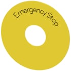SIEMENS - Disco targhetta per ARRESTO DI EMERGENZA, colore giallo, con iscrizione: EMERGENCY STOP