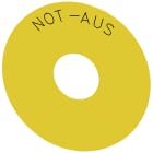 SIEMENS - Targhetta con dicitura rotonda per pulsante a fungo di ARRESTO DI EMERGENZA, colore giallo, diametro esterno 75 mm, I 3SU19000BC310AS0