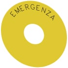 SIEMENS - Targhetta con dicitura rotonda per pulsante a fungo di ARRESTO DI EMERGENZA, colore giallo, diametro esterno 75 mm, diametro interno 23 mm