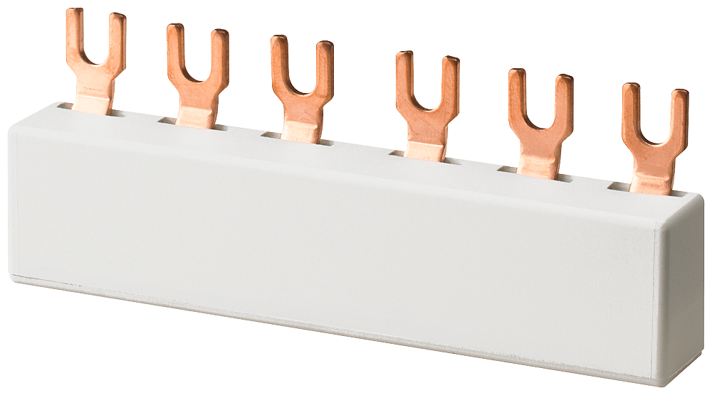 SIEMENS - Sbarra collettrice, 63 A, a 3 poli, unità dingombro modulare 15 mm, esecuzione a forcella, per 2 apparecchi 5ST2601