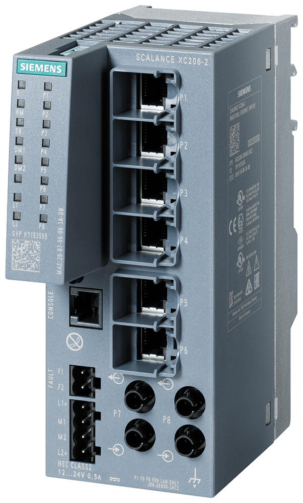 SIEMENS - SIPLUS NET SCALANCE XC206-2 basato su 6GK5206-2BB00-2AC2 con Conformal Coating, -40 … +70 °C, manageable IE Switch di Layer 2; 6x porte RJ45 da 100...