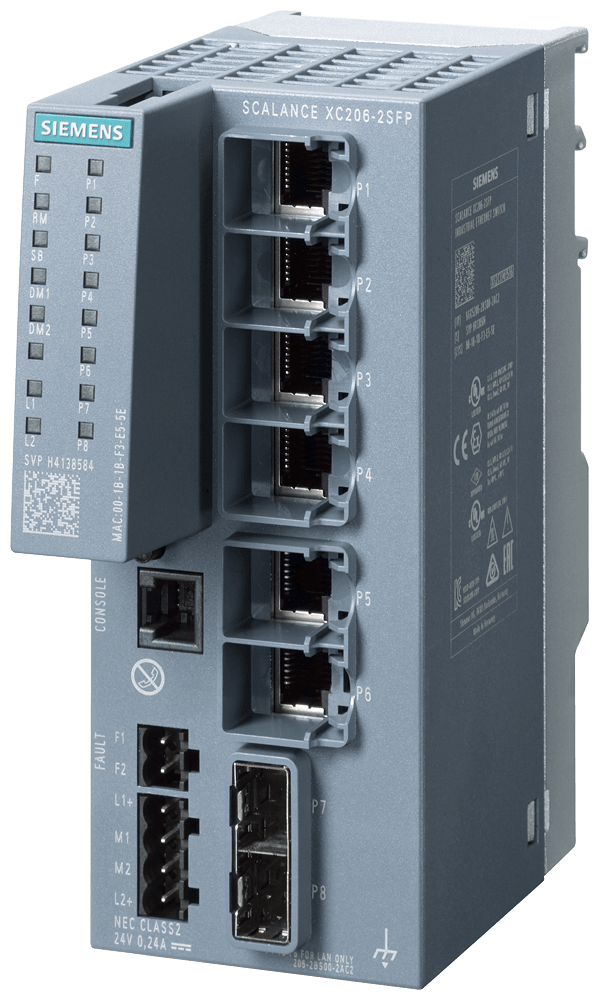SIEMENS - SIPLUS NET SCALANCE XC206-2SFP basato su 6GK5206-2BS00-2AC2 con Conformal Coating, -40 … +70 °C, manageable IE Switch di Layer 2 6x porte RJ45 da 1...