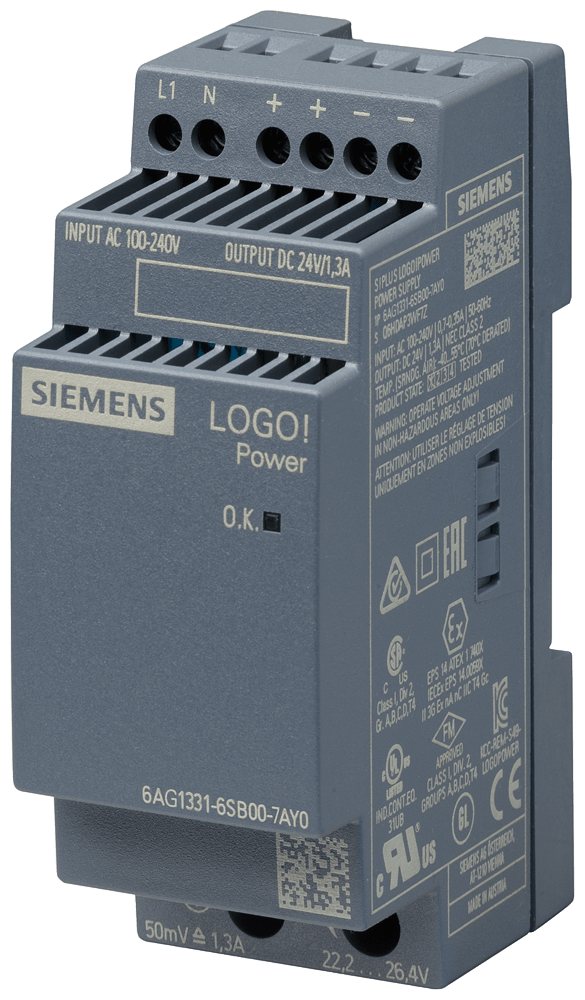 SIEMENS - Alimentatore SIPLUS LOGO!Power, monofase DC 24 V/1,3 A 6AG13316SB007AY0