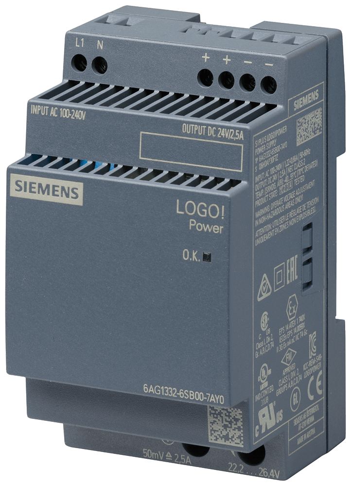 SIEMENS - Alimentatore SIPLUS LOGO!Power, monofase DC 24 V/2,5 A
