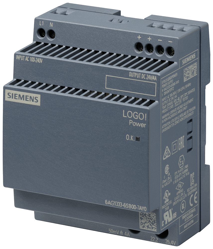 SIEMENS - Alimentatore SIPLUS LOGO!Power, monofase DC 24 V/4 A 6AG13336SB007AY0