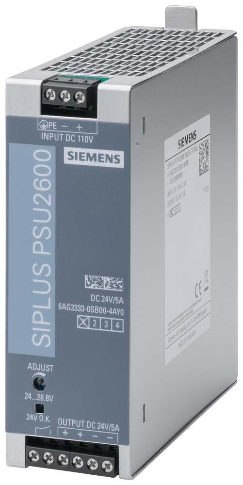 SIEMENS - SIPLUS PS PSU2600 24V/5A TX RAIL ingresso: DC 110 V, uscita: DC 24 V/5 A, -40 … +70 °C, OT4 con ST1/2 (+85°C per 10min),