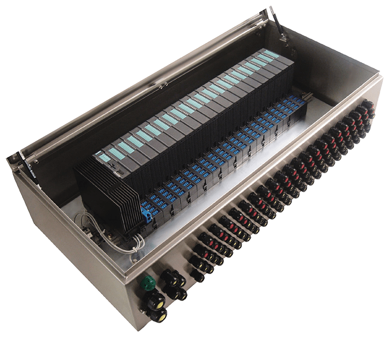 SIEMENS - SIMATIC ET 200iSP custodia Ex larghezza 950 mm, IP66, pressacavi M16 in metallo imballato in cartone su pallet