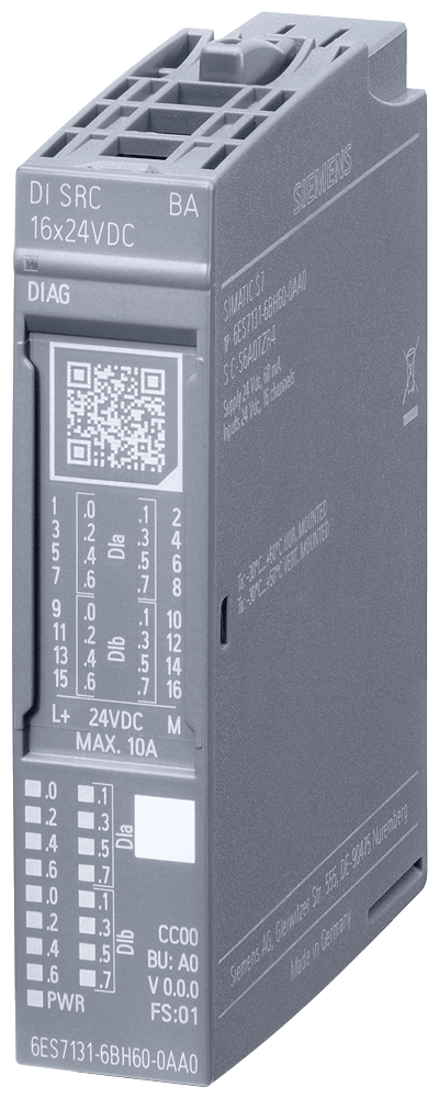 SIEMENS - ET 200SP, DI 16X24VDC SRC BA