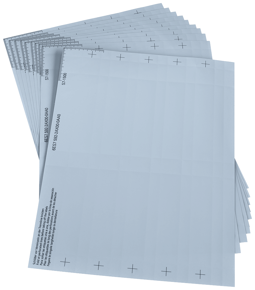 SIEMENS - SIMATIC S7-1500 Fogli di etichette di siglatura Grigio alluminio per moduli larghi 35 mm UI 10 6ES75922AX000AA0