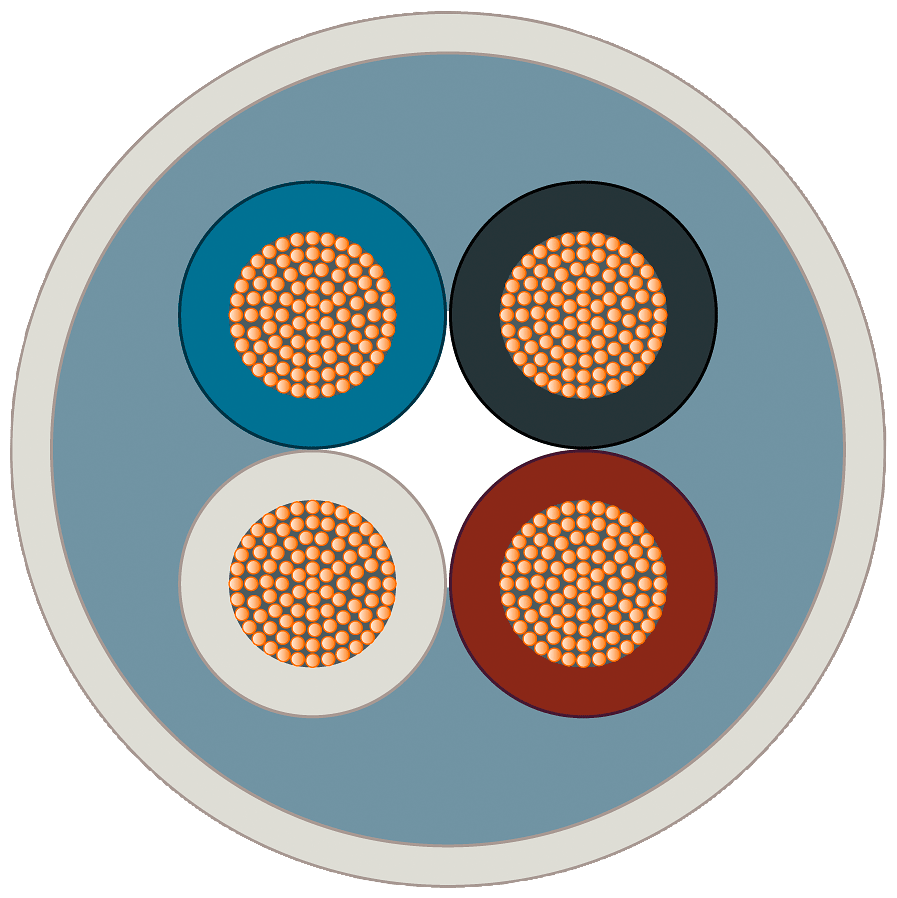 SIEMENS - Robust Energy Cable, a 4 fili, cavo di energia, trefoli 4x1,0 mm², a metraggio