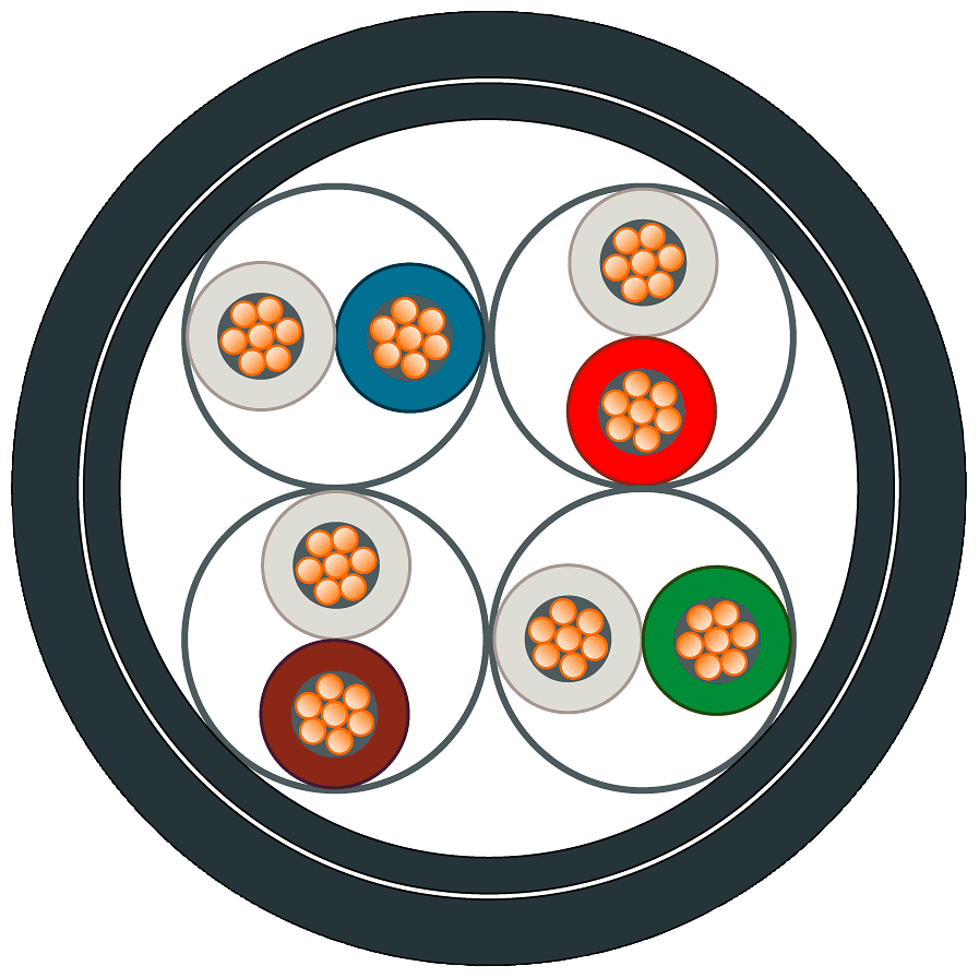 SIEMENS - IE TP TRAIN CABLE 4X2 CAT7, BY THE METER 6XV18782T