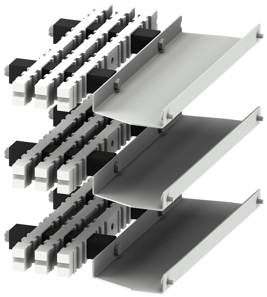 SIEMENS - Supporto sbarre di distribuzione verticali piane, La: 400mm, 1 set=3 pezzi