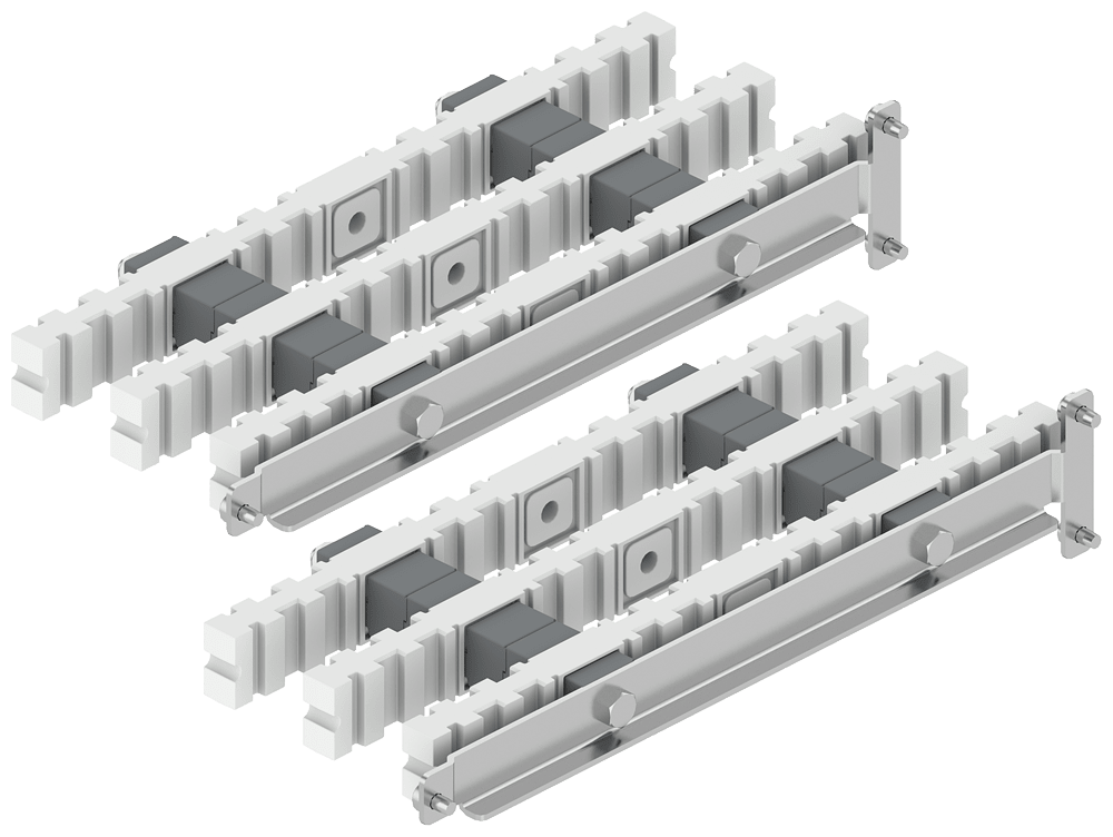 SIEMENS - Supporto sbarre di distribuzione verticali piane, La: 200mm, 1 set=2 pezzi