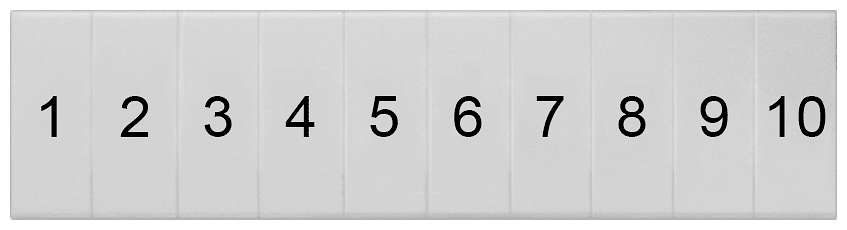 SIEMENS - Targhetta di siglatura, frontale, con 1-10, verticale, larghezza del morsetto: 4,2 mm, A: 10,5 mm 8WH81201AB05