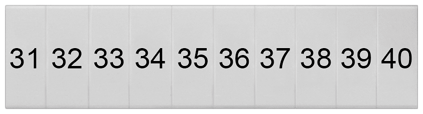 SIEMENS - Targhetta di siglatura, frontale, con 31-40, verticale, larghezza del morsetto: 4,2 mm 8WH81201AB35