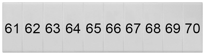 SIEMENS - Targhetta di siglatura, frontale, con 61-70, verticale, larghezza del morsetto: 4,2 mm 8WH81201AB65