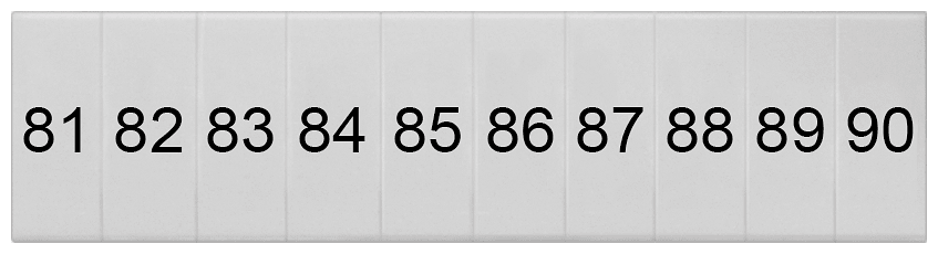 SIEMENS - Targhetta di siglatura, frontale, con 81-90, verticale, larghezza del morsetto: 4,2 mm 8WH81201AB85