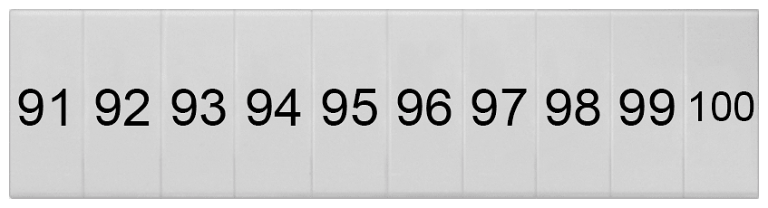 SIEMENS - Targhetta di siglatura, frontale, con 91-100, verticale, larghezza del morsetto: 4,2 mm 8WH81201AC05