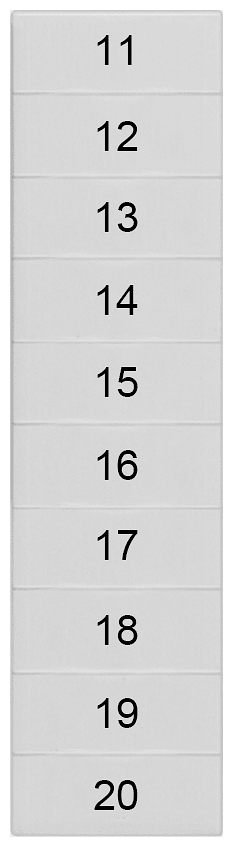 SIEMENS - Targhetta di siglatura, frontale, con 11-20, orizzontale, larghezza del morsetto: 4,2 mm 8WH81401AB15