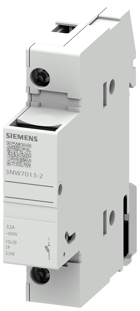 SIEMENS - portafusibili per cartucce cilindriche 10x38mm, a 1 polo In: 32 A,Un AC: 690 V