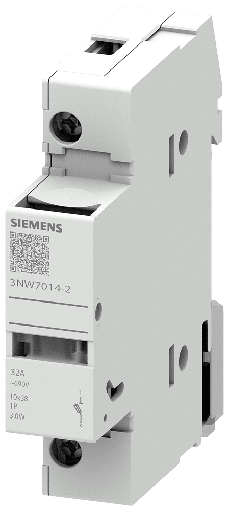 SIEMENS - portafusibili per cartucce cilindriche 10x38mm, a 1 polo In: 32 A,Un AC: 690 V segnalatore a LED