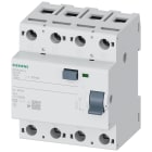 SIEMENS - Interruttore differenziale, a 4 poli, tipo AC, In: 125 A, 30 mA, Un AC: 400 V 5SV43450