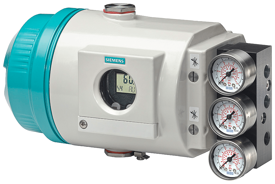 SIEMENS - SIPART PS2, intelligente posizionatore elettropneumatico per attuatori lineari e rotativi. 4...20mA, 2 conduttori, doppia azione, senza contatto ri...