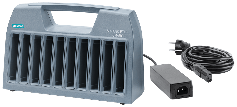 SIEMENS - accessori SIMATIC RTLS stazione di carica per transponder US, In: AC: 100 ... 240 V, con connettore di rete C13 per la ricarica contemporanea di 10...