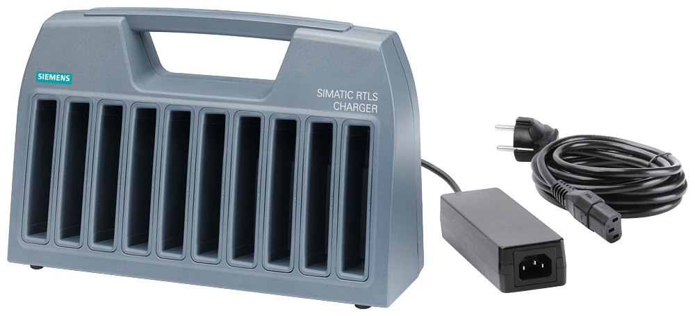 SIEMENS - accessori SIMATIC RTLS stazione di carica per transponder, In: AC: 100 ... 240 V, con connettore di rete CEE 7/7 per la ricarica contemporanea di 1...