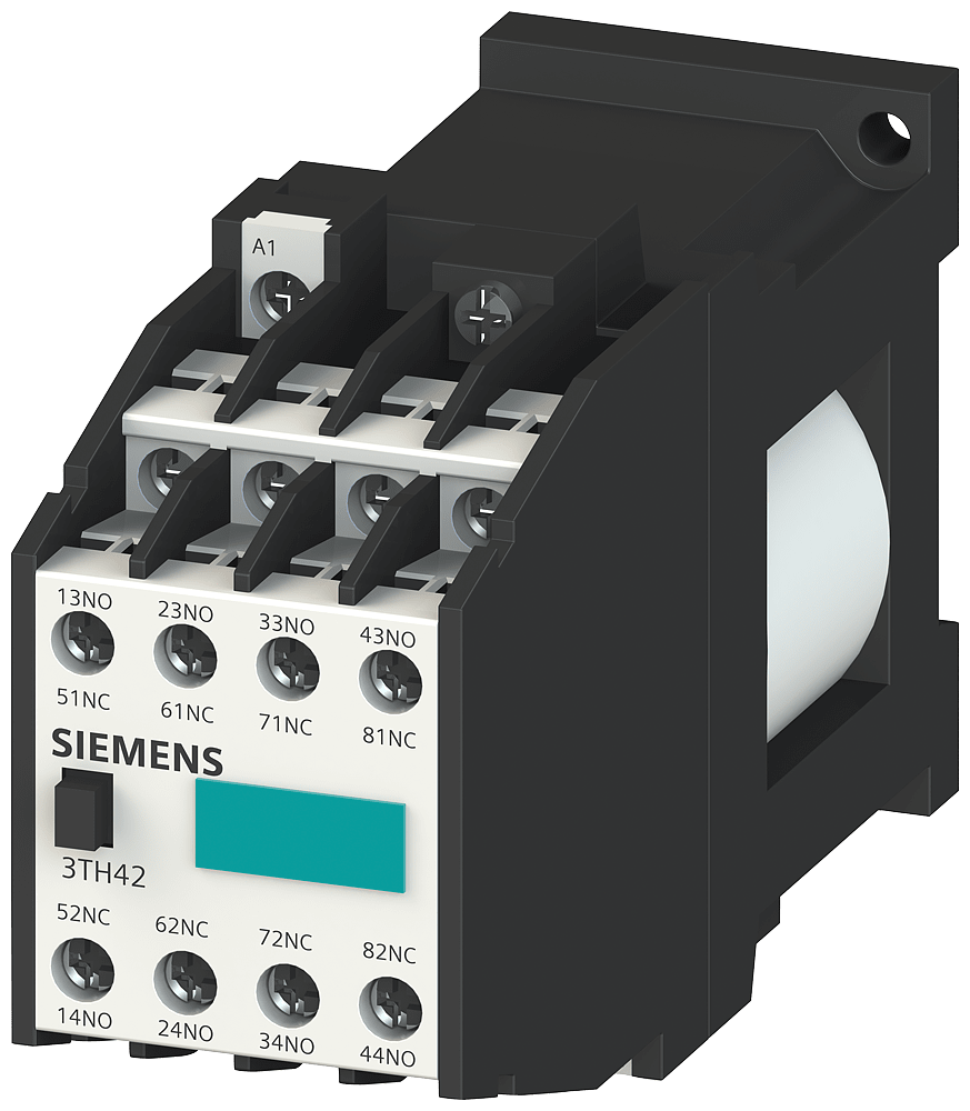 SIEMENS - Contattore ausiliario 44E, 4NO+4NC, attacchi a spina piatta, comando in DC, DC 220 V