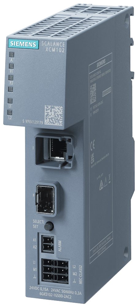 SIEMENS - SCALANCE XCM102, IE Media-Converter 1x RJ45 10/100/1000 Mbit/s, 1x SFP 1 Gbit/s