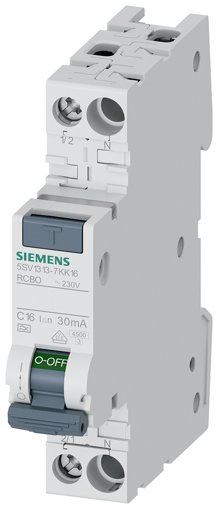 SIEMENS - Interruttore magnetotermico differenziale compatto 1P N 4,5 kA tipo A 30 mA C16 SIEMENS - Interruttore magnetotermico differenziale compatto 1P N 4,5 kA tipo A 30 mA C16