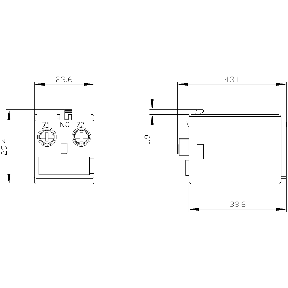 Blocco Contatti Ausiliario Heschen AS11 – 1NO 1NC, Montaggio Su Guida DIN 35mm, Per CT1 HS1 HSR1