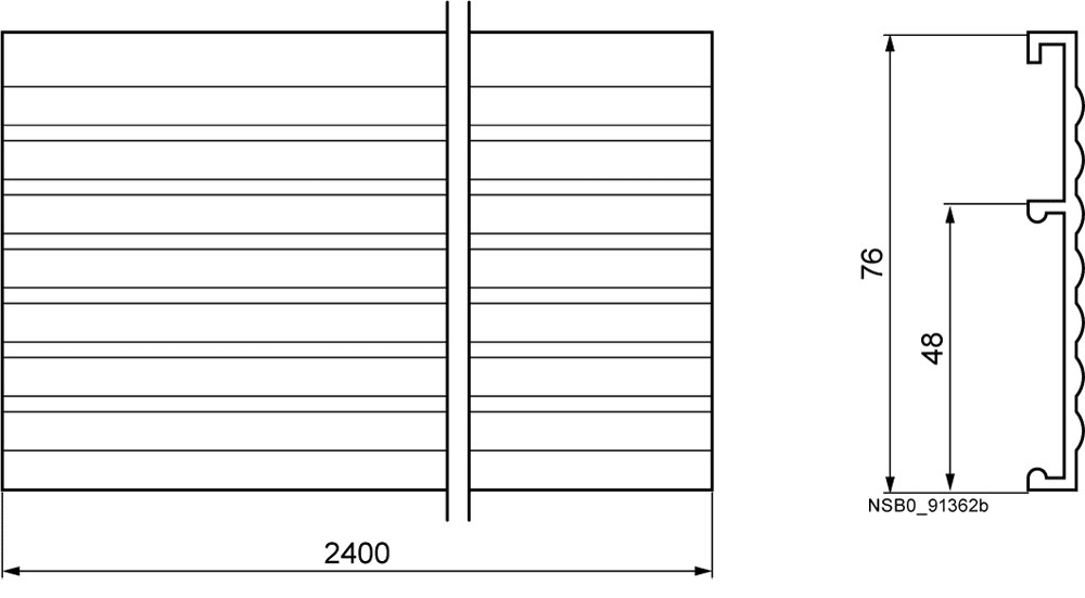 SIEMENS - Profilato di chiusura, chiuso in alto/in basso, lunghezza 2400 mm, larghezza 75 mm 8US19221JA00