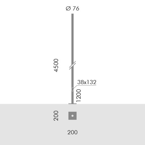 SIMES - PALO D.76 FLA.H.4,5M F.T.+PORT. NER