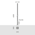 SIMES - PALO D.120FLA.H.6,0M F.T.+PORT. GRI