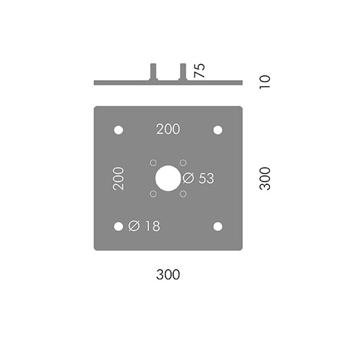 SIMES - FLANGIA QUADRATA PER PALO PARK  ANT S.7108.24