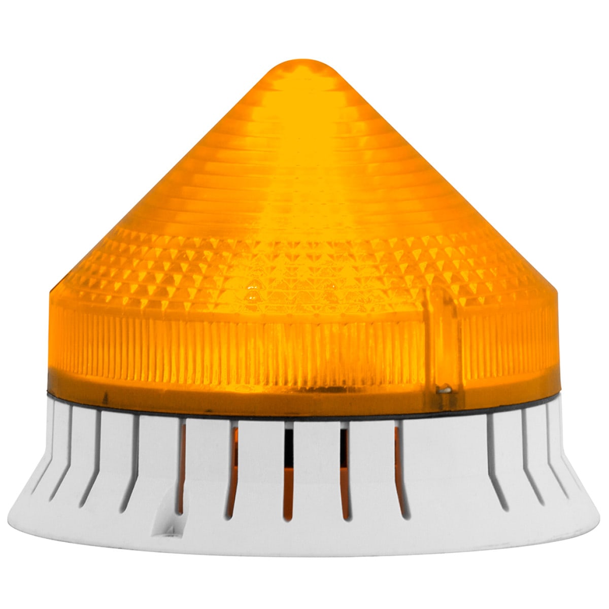 SIRENA - arancione luce a flash xeno suono intermittente 80 db, IP30, V12/24ACDC diam 120mm base grigia